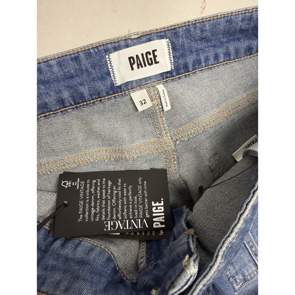 PAIGE Anessa Wide Leg Jeans Sz 32 Paley Wash Patch Pocket High Rise NWT Denim - Picture 16 of 16